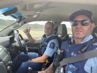 Constable Richard Leary (driving) and Sergeant Brett Hanly.